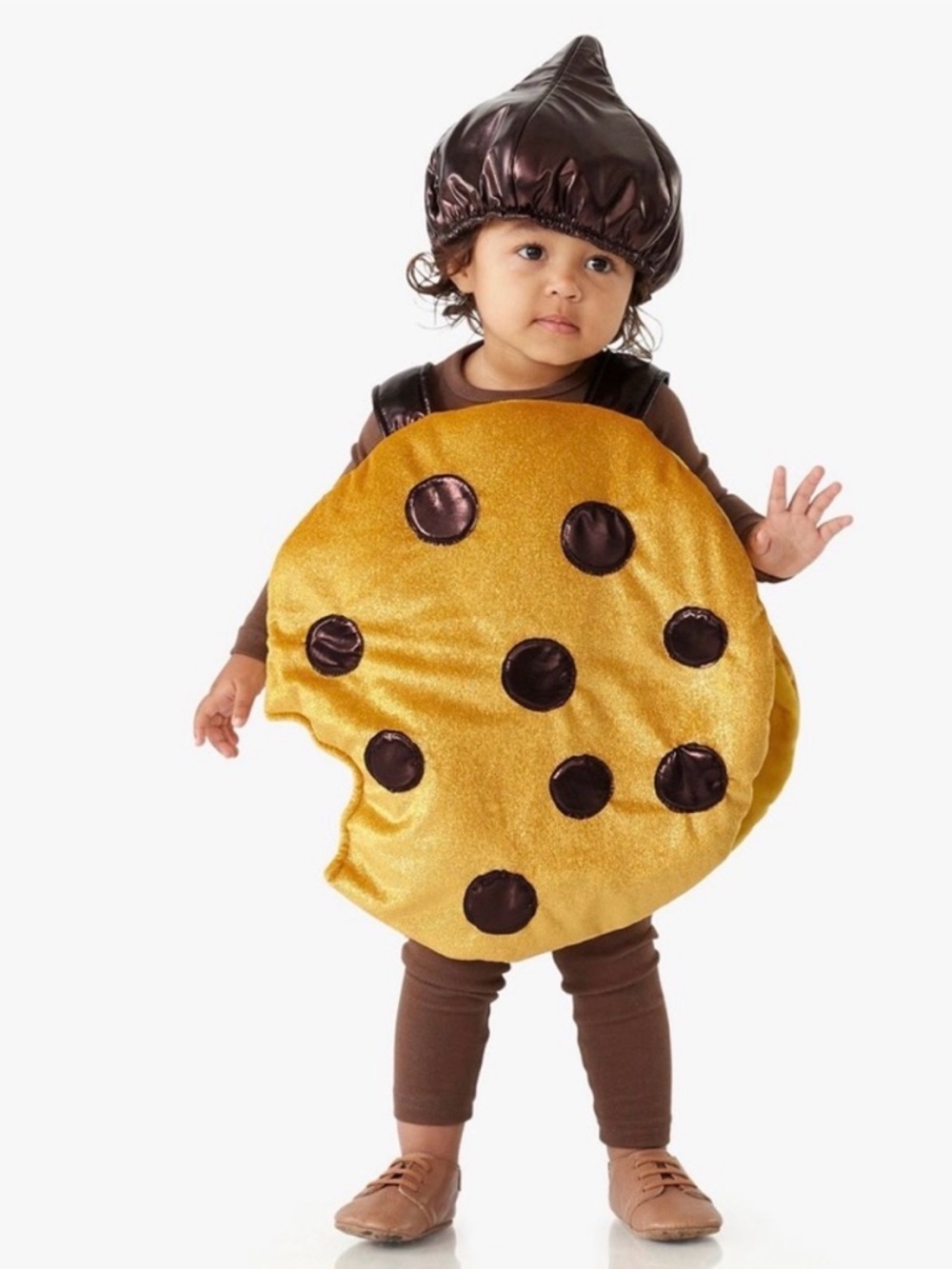 Pottery Barn Kids Gold and Brown Cookie Costume with Bite Detail